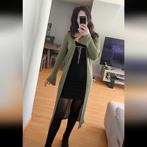 Anthropologie Green Shine Cardigan Sweater